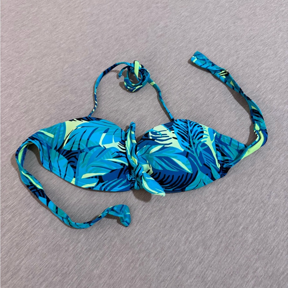 Xhilaration Blue and Green Patterned Bikini Top